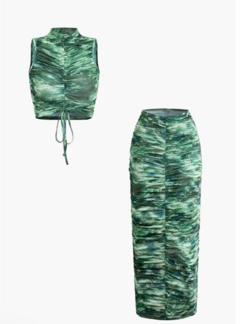 Seafoam Green Crop Top Midi skirt 2 Piece Set
